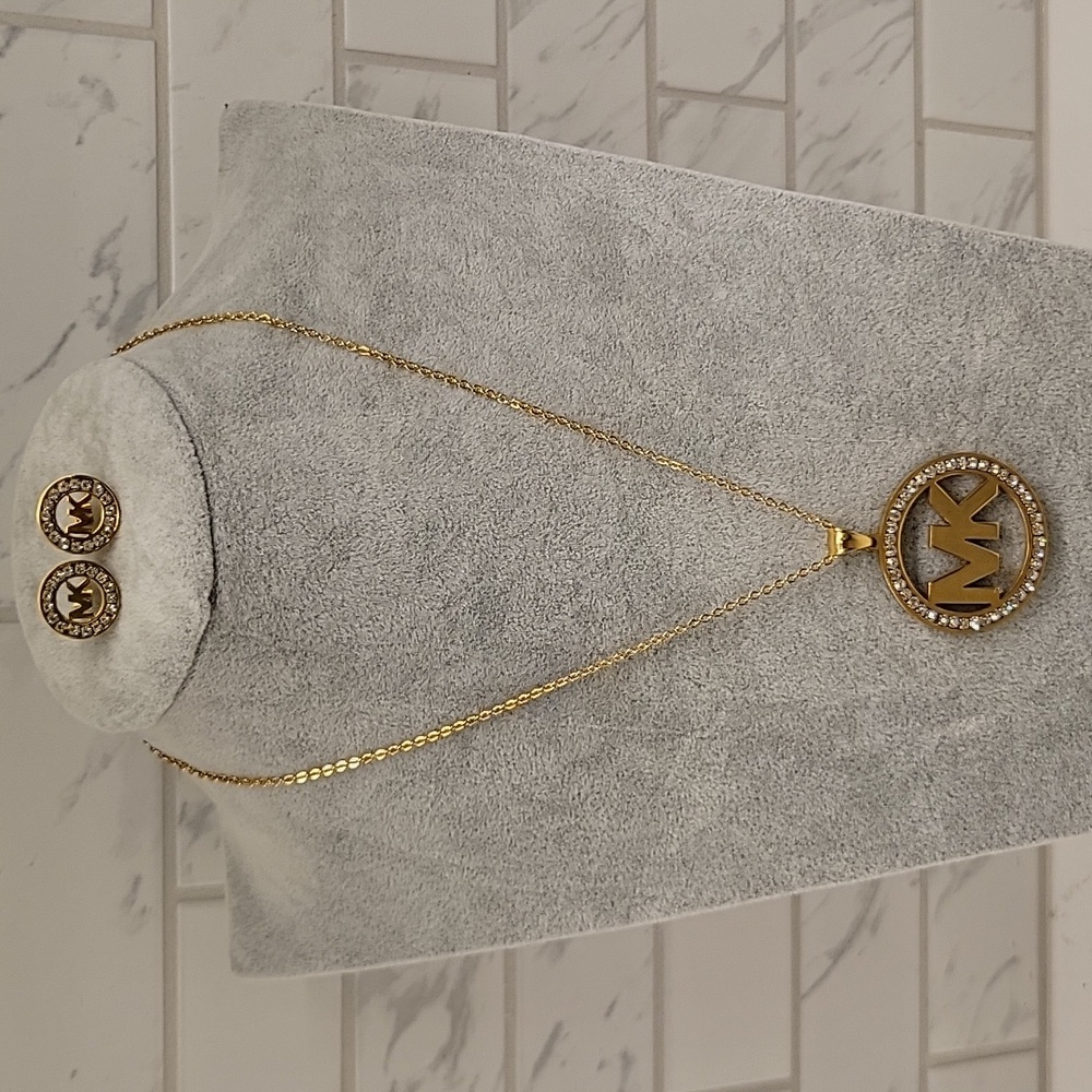 Michael Kors Goldtone Necklace And Earring Set